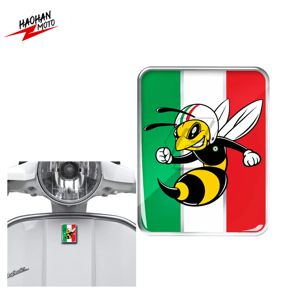 

For Vespa Logo Decal Front Badge Overlay Italian Flag Mio Wasp 3D Decals Sticker GTS GT ET PX