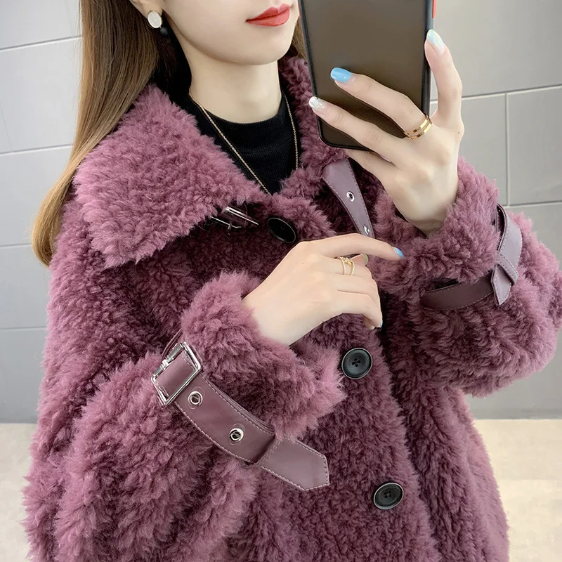 

2021 New Sheep Shearing Coat Female Fur Lamb Wool Coat Female Composite Fur Integrated Short Winter
