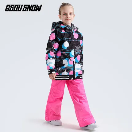 Gsou/лыжный костюм для девочек теплый куртка сноуборда брюки спортивная одежда