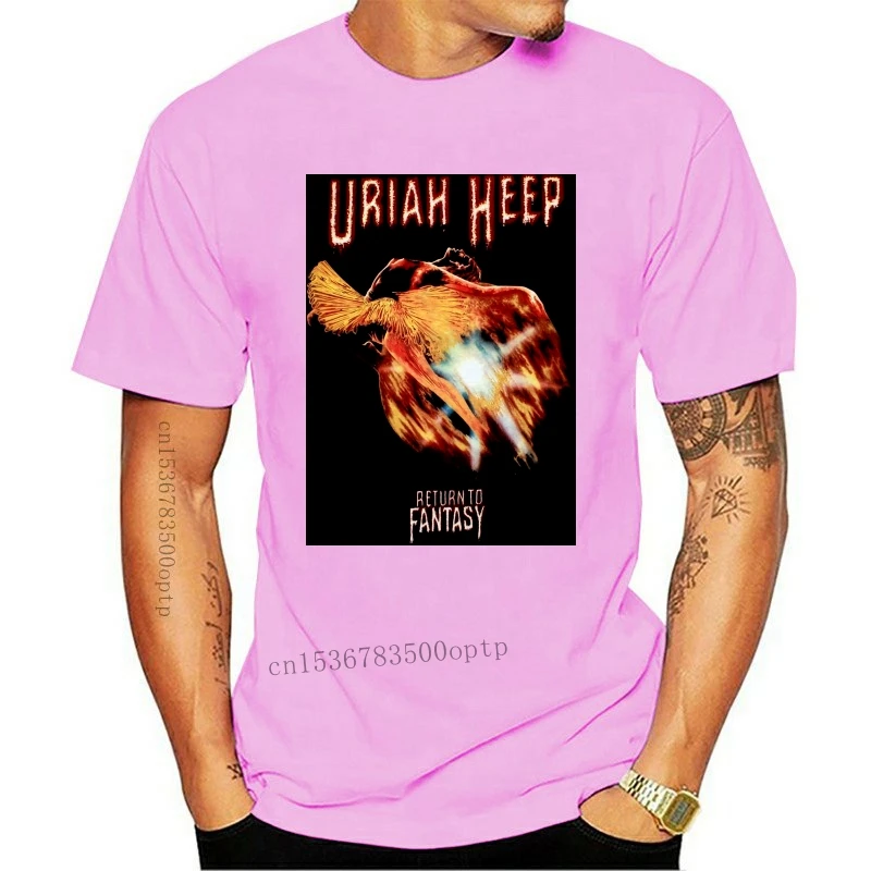 

New URIAH HEEP RETURN TO FANTASY BLACK T SHIRT STYX NAZARETH HARD ROCK DEEP PURPLE Round Neck T-Shirt