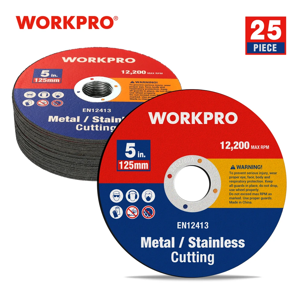 WORKPRO 25-pack Cut-Off Wheels 5 inch Metal&Stainless Steel Cutting Wheel, Thin Metal Cutting Disc for Angle Grinder