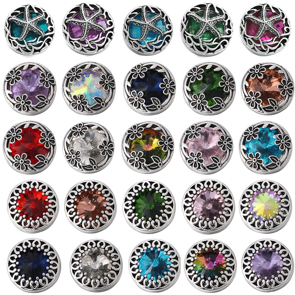 6 шт./лот металлическая застежка ювелирная коробка Цветочная кнопка для 18 мм