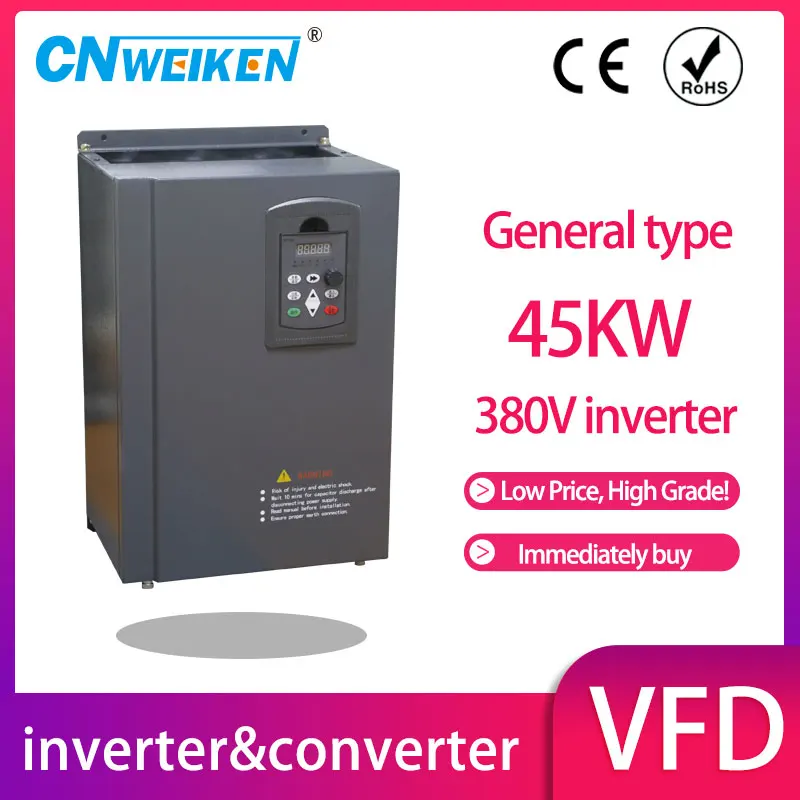 

VFD 380V 45KW AC 30KW/37KW/45KW/55KW Vector Variable Frequency Drive 3-Phase Speed Controller Inverter Motor
