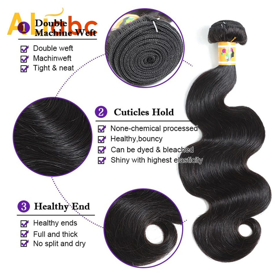 Aliabc волнистые бразильские волосы пряди человеческие натуральный цвет Remy 8 28