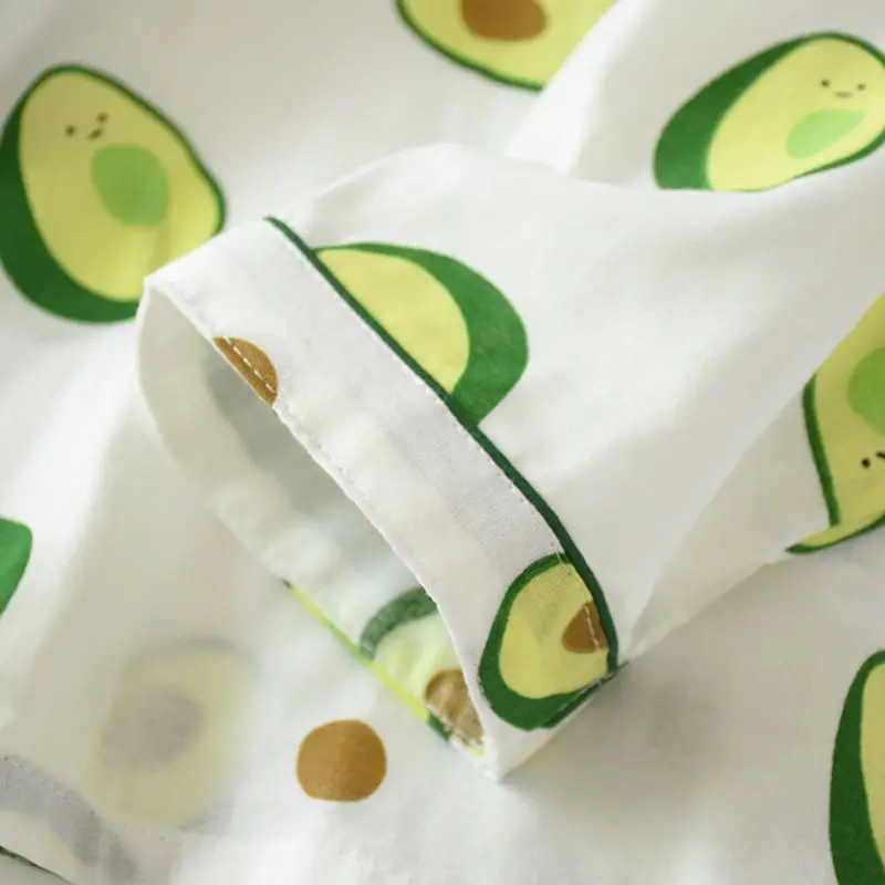 

2 Pcs/set Spring Autumn Women Pajamas Set Avocado Print Pattern Long Sleeve Trousers Casual Comfortable Lady Home Sleepwear Suit