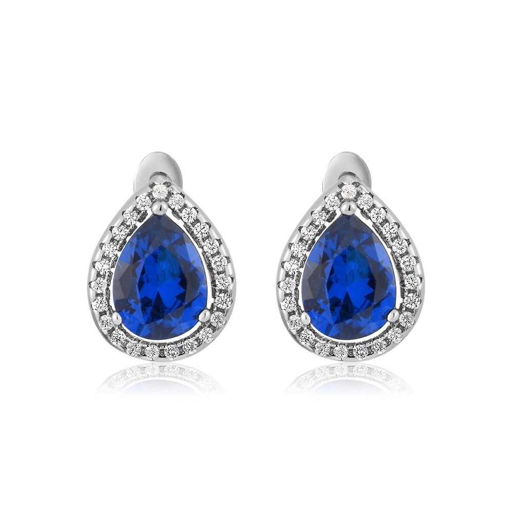 GemStoneKing серебро 925 пробы серьги с подвеской 6 50 карат в форме груши синий имитация