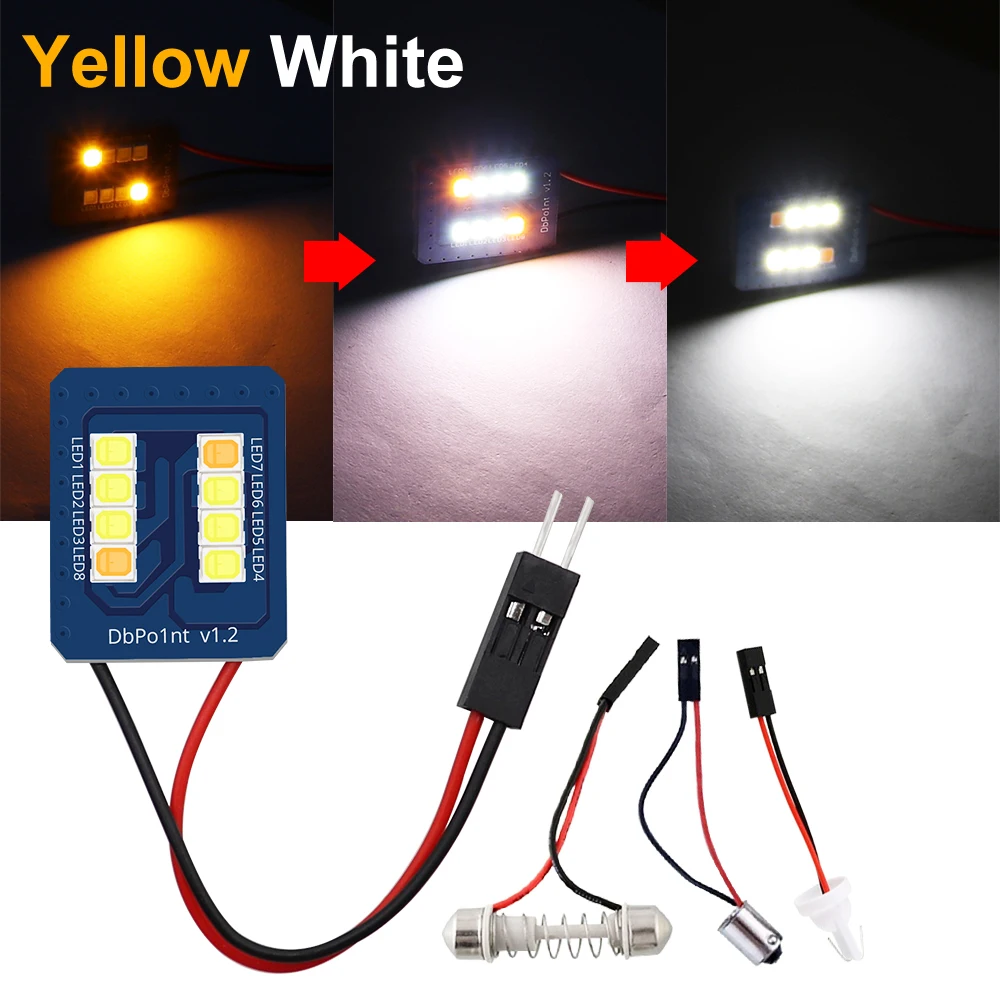 

T10 Festoon Ba9s LED Panel Bulb 2835 SMD Yellow turn White Car Interior Lighting Dome Reading Map Trunk Lights Auto Panel Lamp
