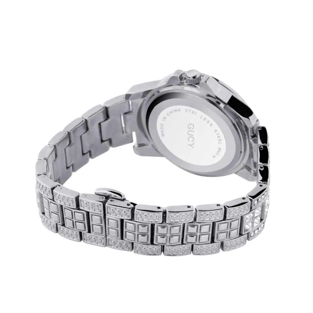 GUCY AAA ICED OUT хип-хоп наручные часы с микро pave CZ браслет из нержавеющей стали Прямая поставка