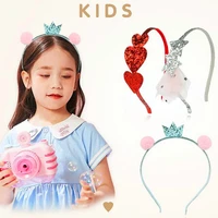 boutique 3pcsset crowns silver stars childrens hairbands red love head hair hoop girls hair accessories