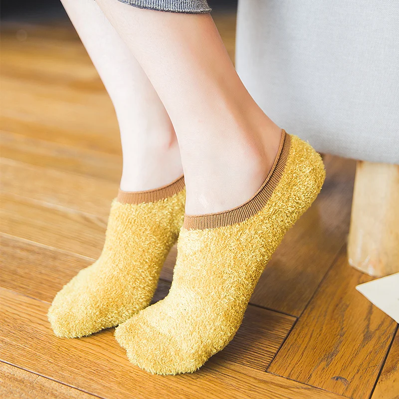 Носки женские короткие носки корейские милые толстые флисовые с флисовой