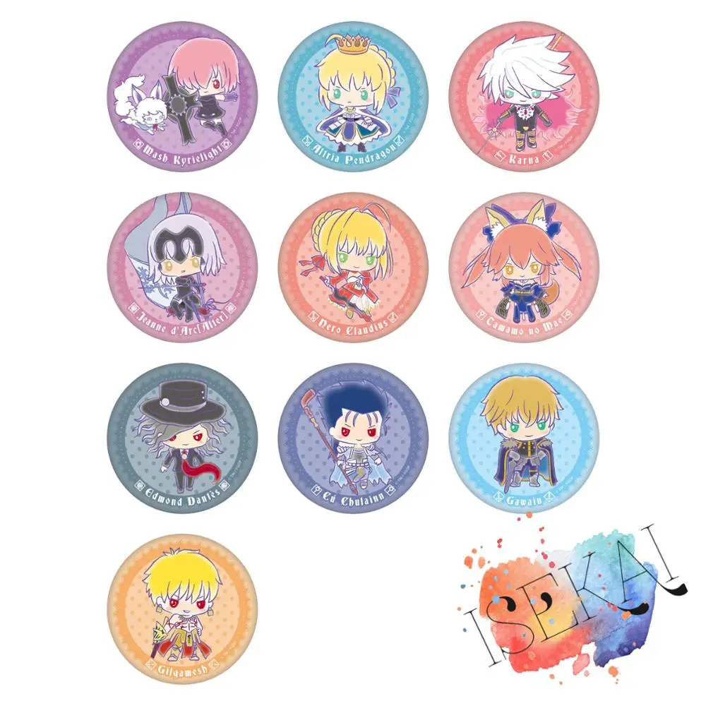 Fate Grand Order Anime Badge Saber Gilgamesh Jeanne Alter Mash Tamamo No Mae Cu Chulainn Edmond Metal Badge Brooch Pins