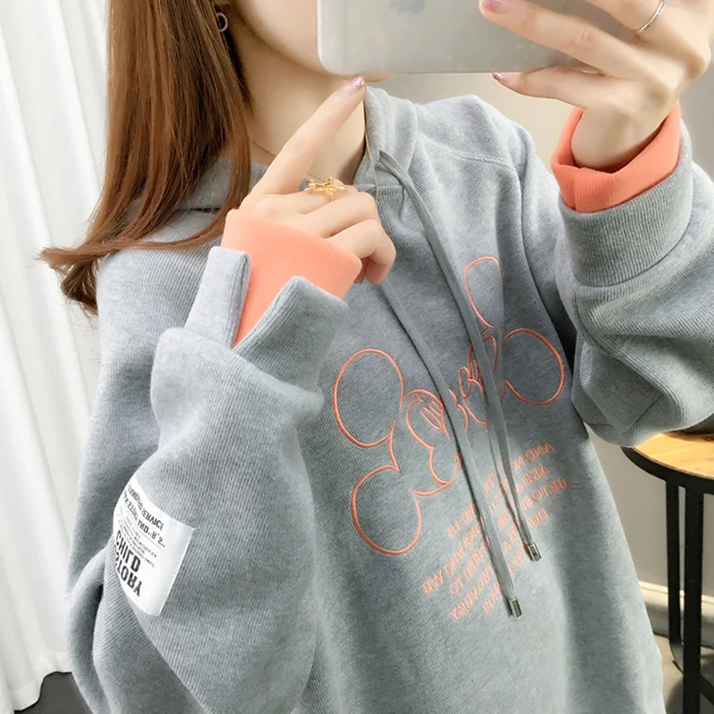 

Autumn and winter women's 2020 new women's thick sweater ins fashion loose Korean fake two-piece coat hooded jacket