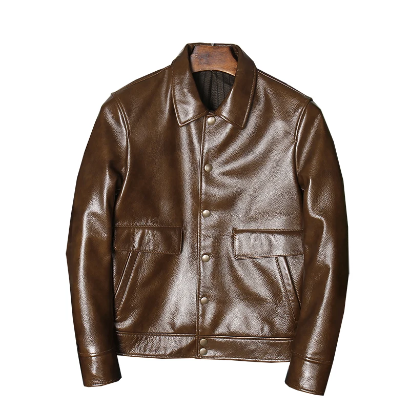 

Batik Soft Top Layer Small Cowhide Genuine Leather Clothes Men American A2 Air Force Pilot Suit Motorcycle Leather Jacket