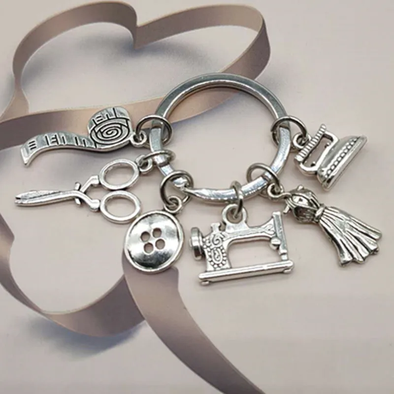 Брелок для швейной машины ножницы и рулетка модный подарок друзей | Украшения