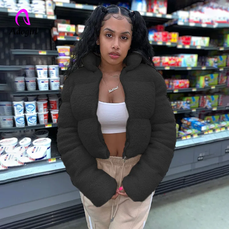 

Plain Color Bubble Coat Warm Thick Jacket Top for Women Winter Street Casual Wear Coat Bread Outerwear Cotton-Padded Jackets
