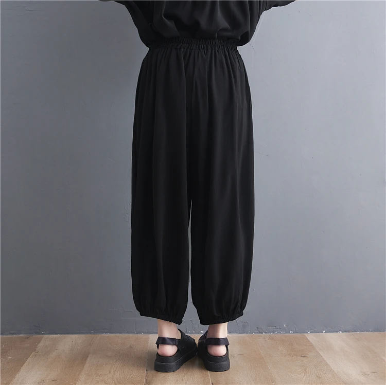 

SuperAen 2021 Casual Women Harem Pants Black Trousers Loose Plus Size Loose Elastic Waist Pant