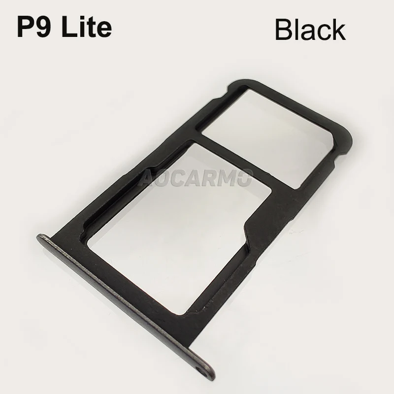 P9 Lite Black Aocarmo SD MicroSD держатель нано sim-карты лоток Слот для huawei P9 EVA-AL00 P9 Lite Запасная часть - Цвет: P9 Lite Black