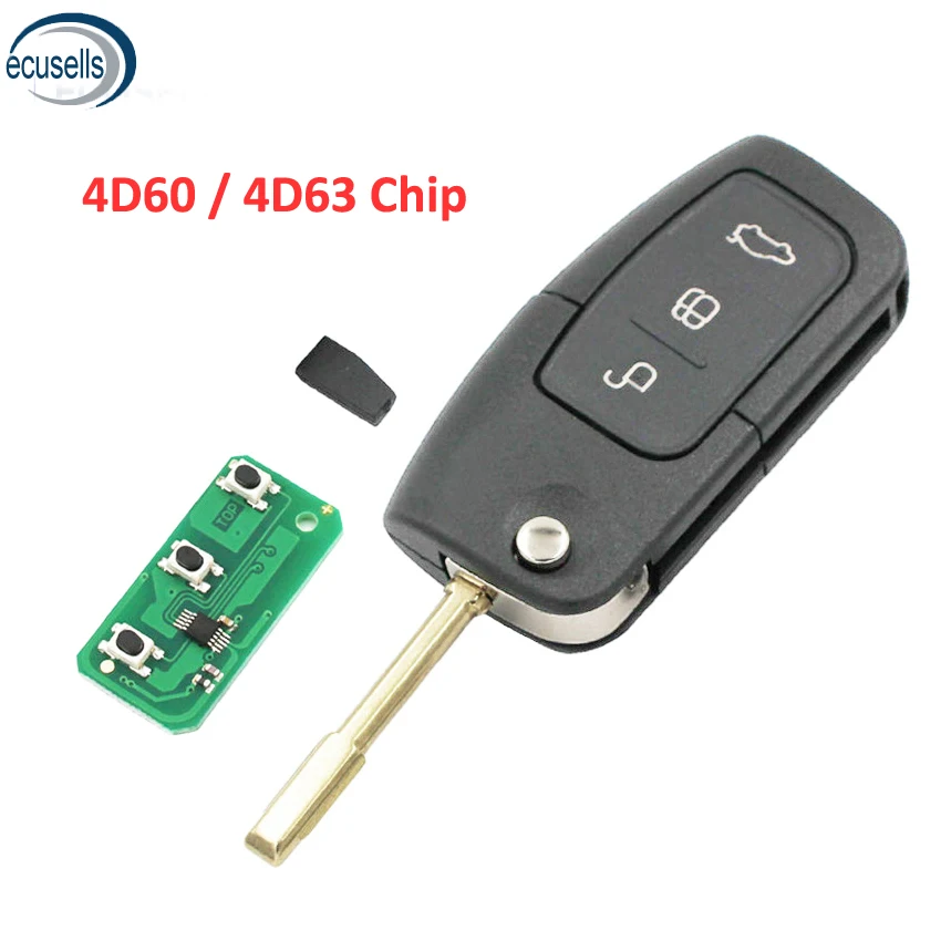 3 кнопки Складной флип дистанционный брелок 433 МГц для Ford Mondeo Fiesta с 4D60/4D63 чип FO21 Blade