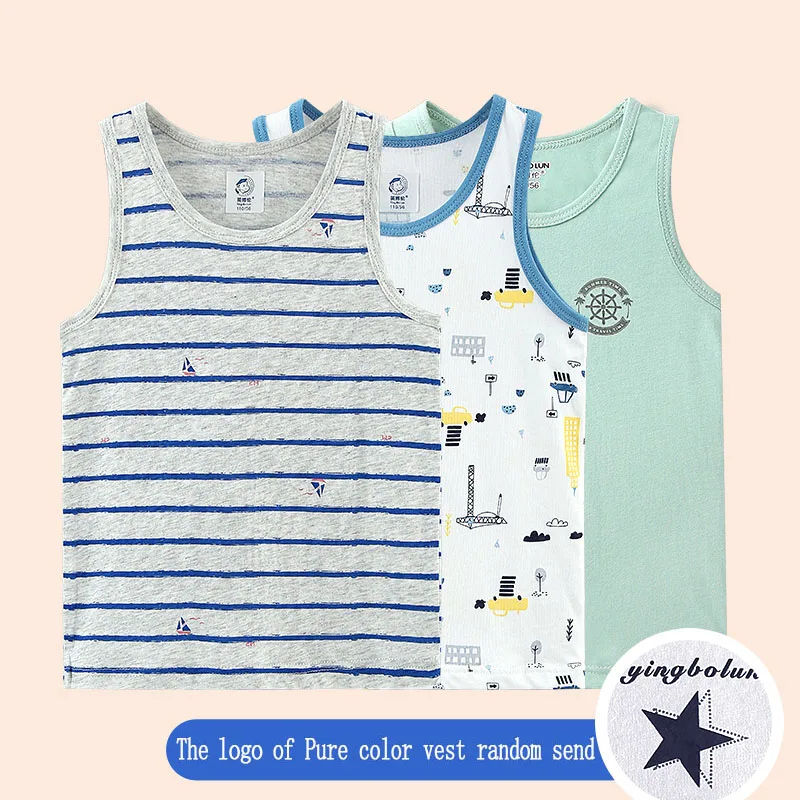3pcs NO9 boy 3 шт./лот, топы на бретелях для маленьких девочек, однотонный детский жилет, Пляжное детское нижнее белье, футболки без рукавов из хлопка для девочек, VE004 - Цвет: 3pcs NO9 boy