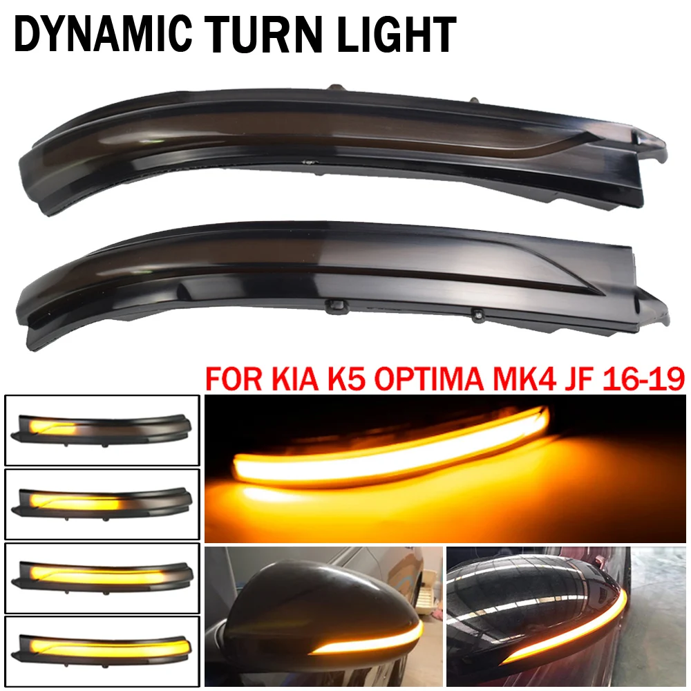 

2pcs For Kia K5 Optima MK4 JF 2016 2017 2018 2019 Car LED Dynamic Turn Signal Mirror Light