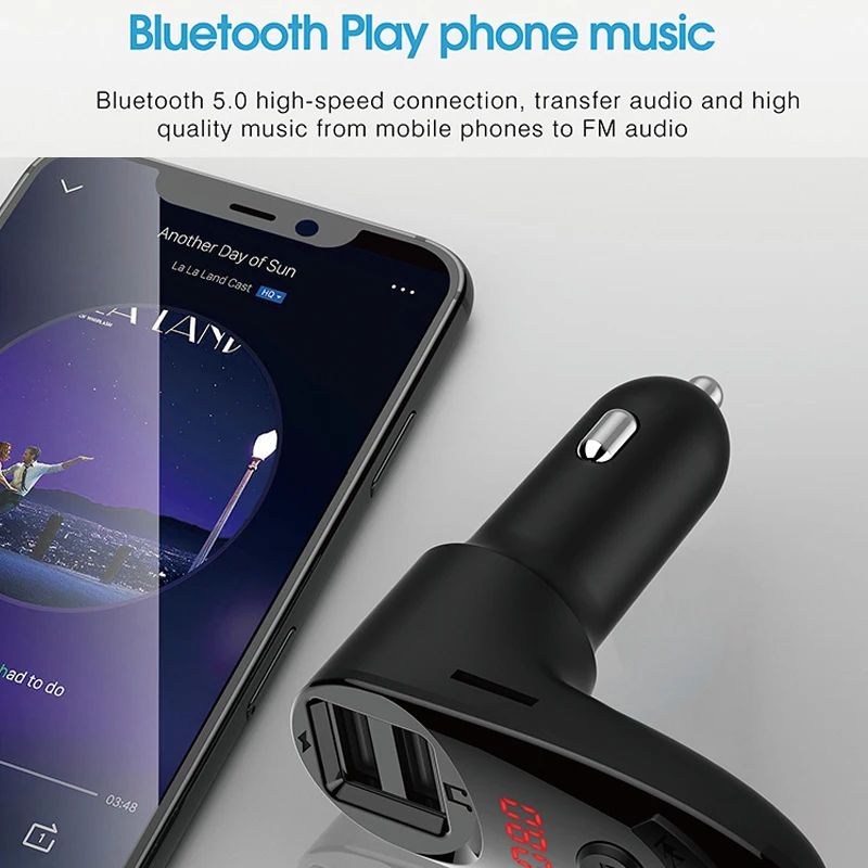 Bluetooth Беспроводной автомобильный набор Handsfree FM передатчик быстрая зарядка Dual USB