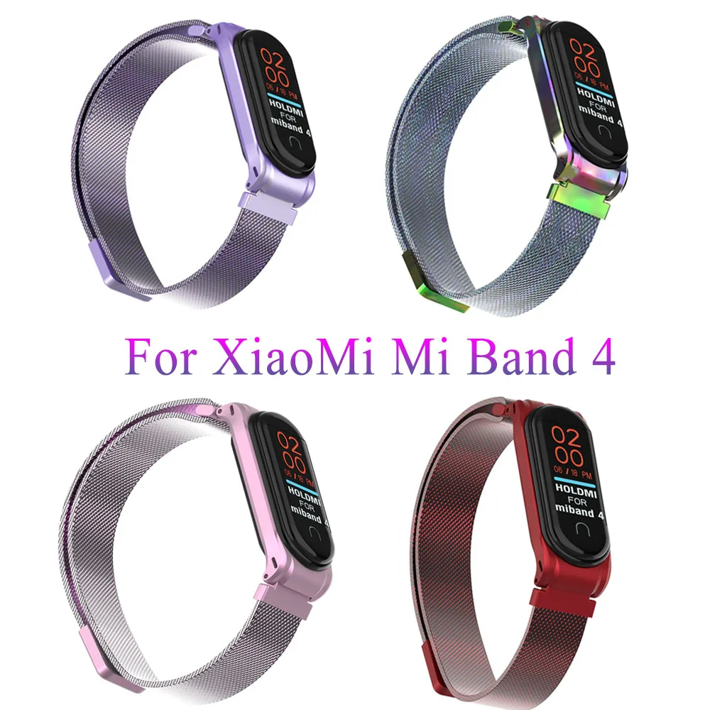 Mi lanese магнитный ремешок для xiaomi mi band 3 4 браслет из нержавеющей стали для xiaomi браслет сменный металлический браслет mi band 3
