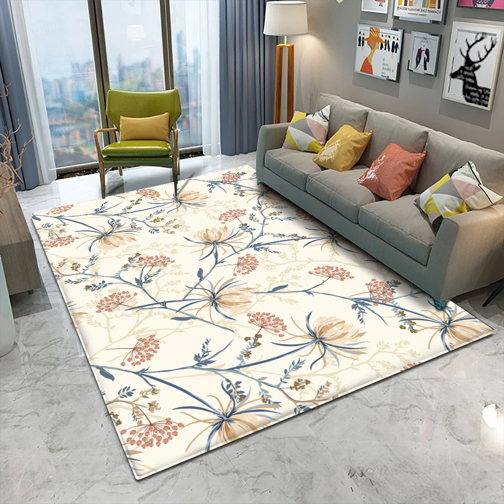 

Fashion Flannel Carpet Bedroom Living Room Floor Rug Home Anti-slip Entrance Doormat 3D Flowers Pattern Decorations Bedside Mat