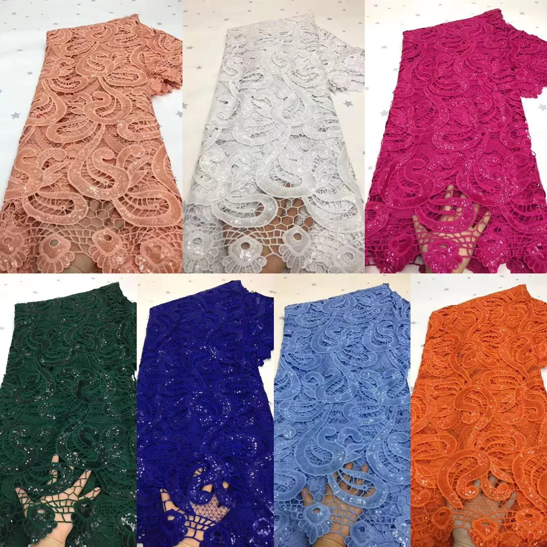 

New arriva Nice design Peach color France Net lace hot sell sequins lace for wedding 2021 Embroidered Guipure Lace fabric