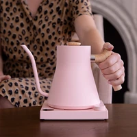 0 6l variable temperature digital kettle pink smart gooseneck kettle pour over hand brewed pour over wooden handle coffee pot