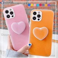 candy color glitter phone case for iphone 11 12 13 pro max mini xs max xr x 8 7 plus se love heart stand holder soft back cover