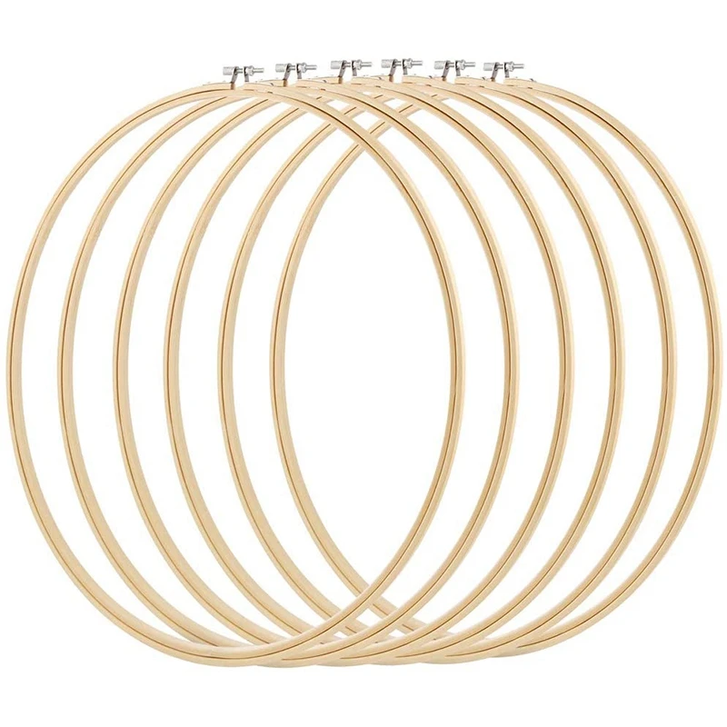 

6 Pcs 16 Inch Embroidery Hoops Cross Stitch Hoop Ring for Art Craft Handy Sewing, Wedding Wreath Decor and Dream Catch