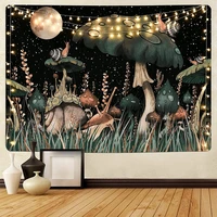 psychedelic mushroom tapestry wall hanging moon and stars snail boho style witchcraft aesthetics room home decor