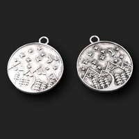 8pcs silver plated moon stars mountain forest metal tags pendants diy charms retro bracelet earrings jewelry crafts making a2449