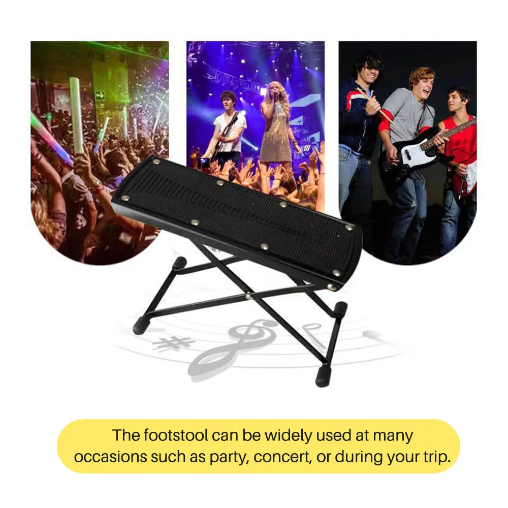 

Foldable Guitar Footstool Anti-slip Metal Pedal Foot Stool with 6 Levels of Adjustable Height