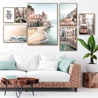 Настенный плакат с изображением морских волн, венецианского побережья, пейзажа, картины с городом для декора гостиной, Скандинавская Картина на холсте