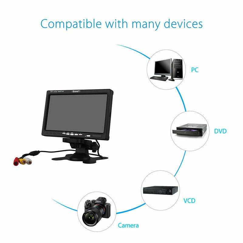 12V 24V 7 дюймов TFT ЖК дисплей Цвет HD монитор для автомобиля CCTV камера заднего вида