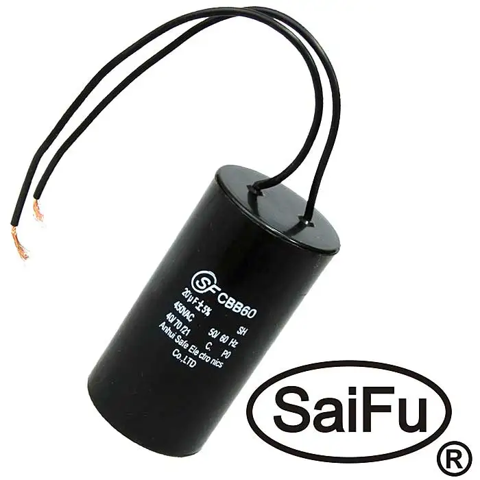 Конденсатор пусковой CBB60 20uF 450V WIRE (SAIFU) | Электронные компоненты и принадлежности