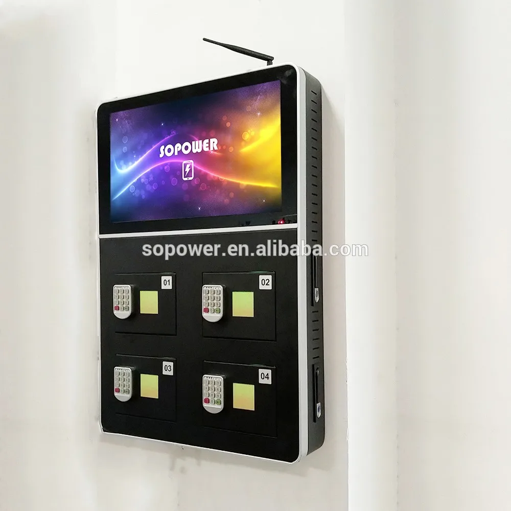 coin operated mobile phone charging kiosk charger station cell phone with advertising screen free global shipping