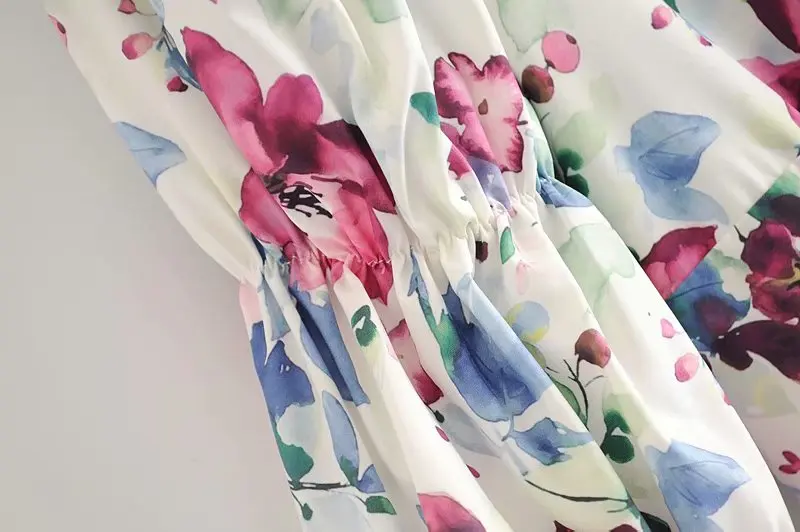 

square collar floral dress women short sleeve summer puff sleeve vintage dress work office lady mini short dress vestidos mujer