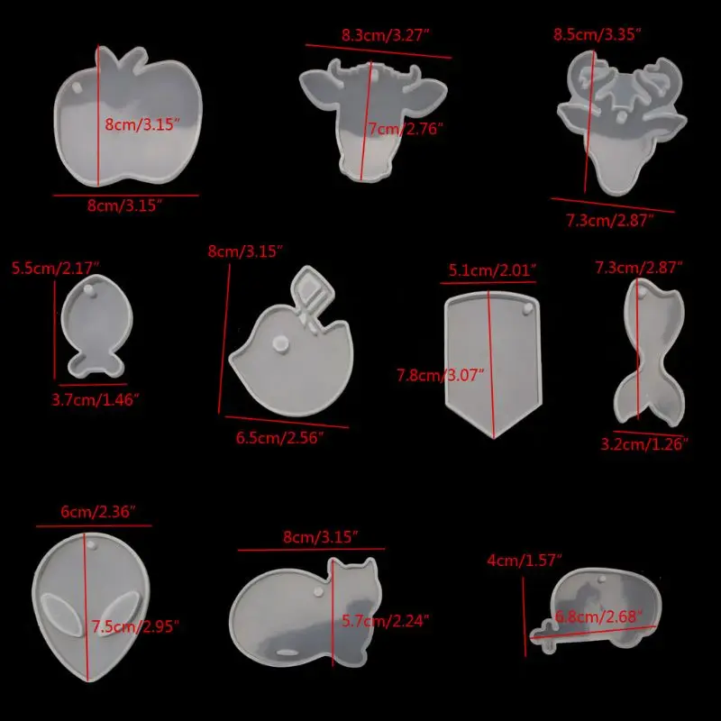 

10 шт., силиконовая форма для брелока из эпоксидной смолы