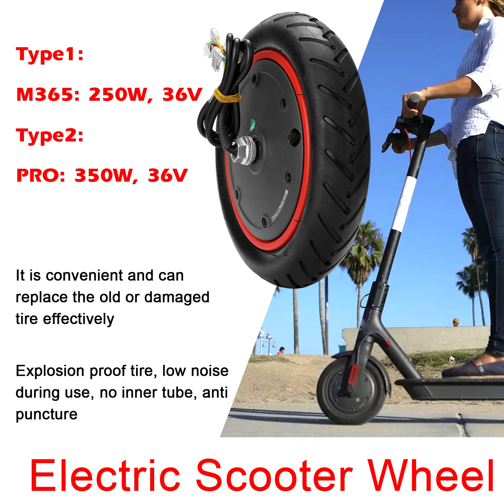

Electric Scooter 250W/350W 36V Driving Wheel Tyre Hub Motor Front Wheel Run-flat Tire for Xiaomi M365 PRO Scooters Accessories