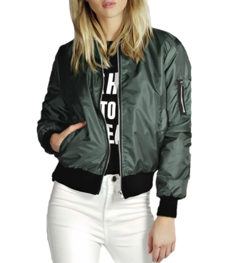 

Autumn Short Jacket Coat Womens High Waist Baseball Jackets with Zipper Women Long Sleeves Casual Outwear Female Clothes S-3XL