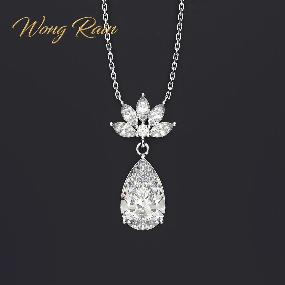 Модное ожерелье Wong Rain из 100% стерлингового серебра 925 с искусственным драгоценным