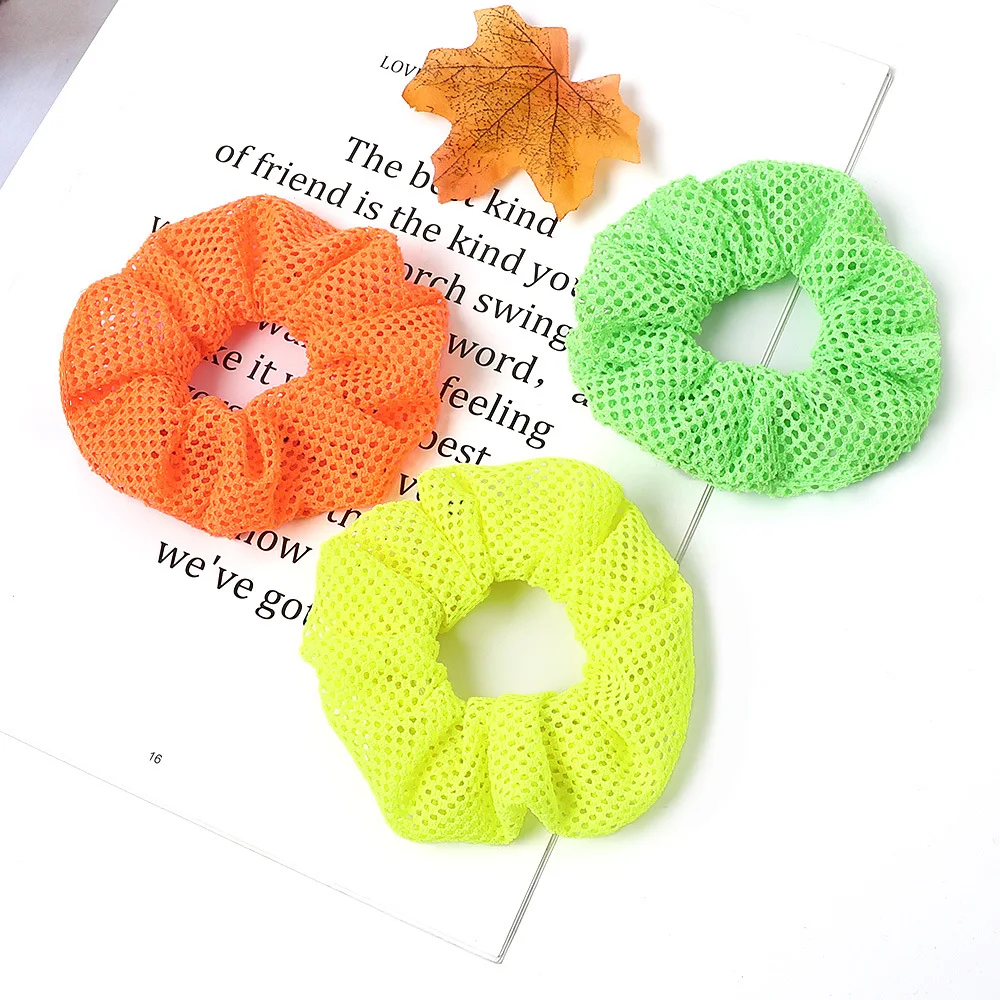 

New Fashion Breathable fabric large intestine fluorescent color movement Women Girls Hair Accessories