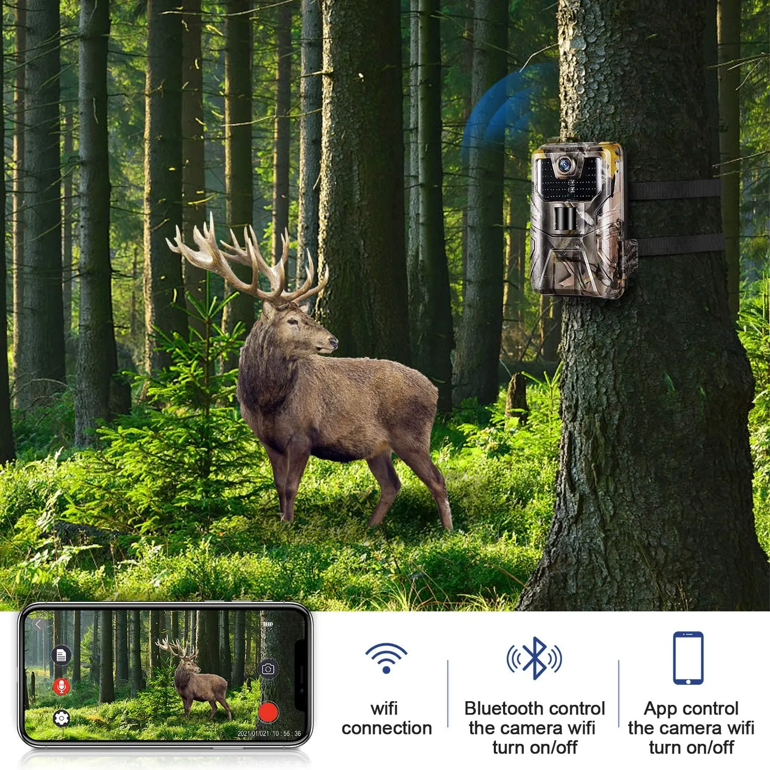 Wifi APP Bluetooth Control Trail Camera Live Show  30MP 4K Hunting Cameras WIFI900PRO Night Vision Wildlife Cam Surveillance