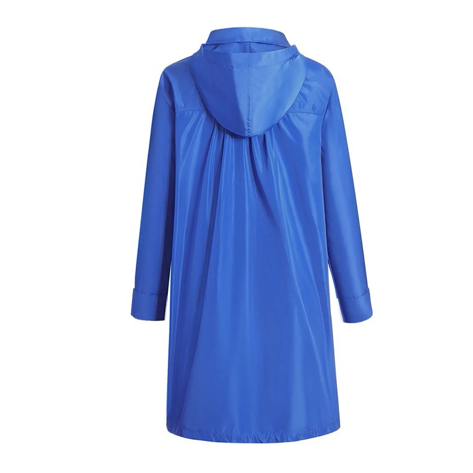 

New Women Coat Autumn Hooded Waterproof Zipper Mid-length Windproof Waterproof Long Raincoat Jackets Lady Elegant Blazers