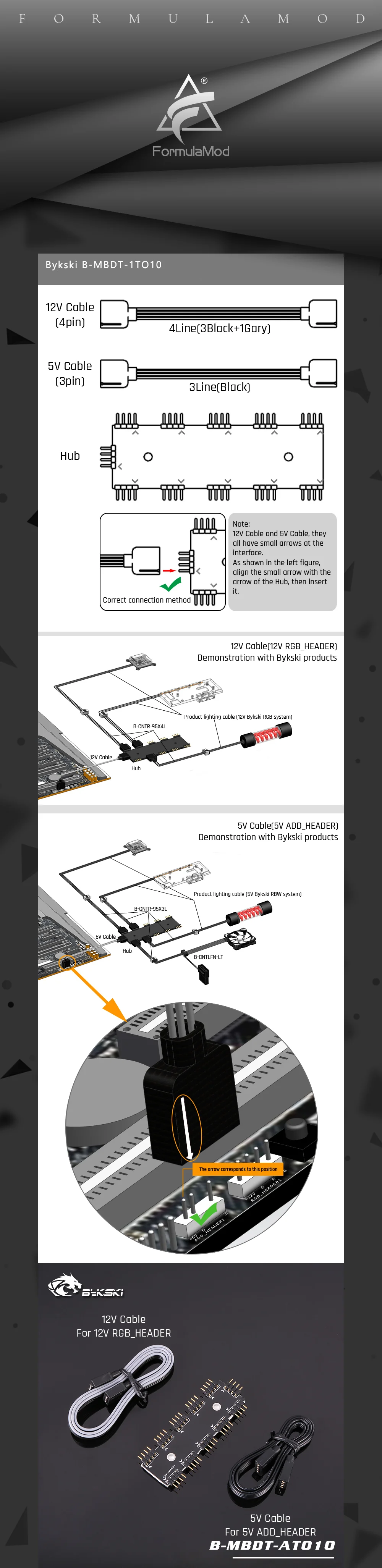 Bykski B-MBDT-1TO10, материнская плата Aura хабы, 3Pin/4Pin Motherborad Aura интерфейс от 1 до 10 хаб