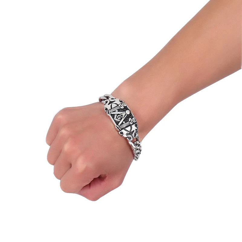 Skute 316L браслет-цепочка из нержавеющей стали с кубинским звеном символ масонов