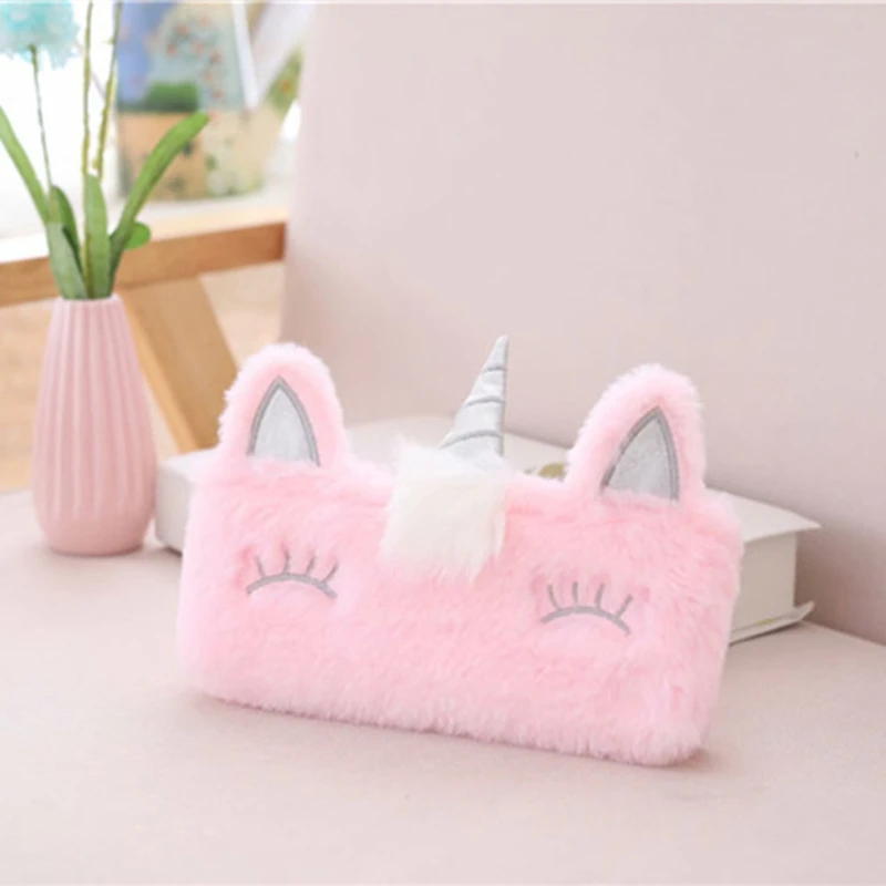 Симпатичный чехол карандаш единорог плюшевые кавайные Чехлы для девочек из