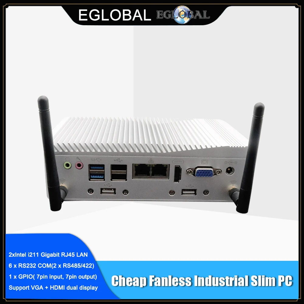 Eglobal безвентиляторный промышленный мини ПК J1900 Qaud Core Windows Pfsense маршрутизатор 2 * Intel